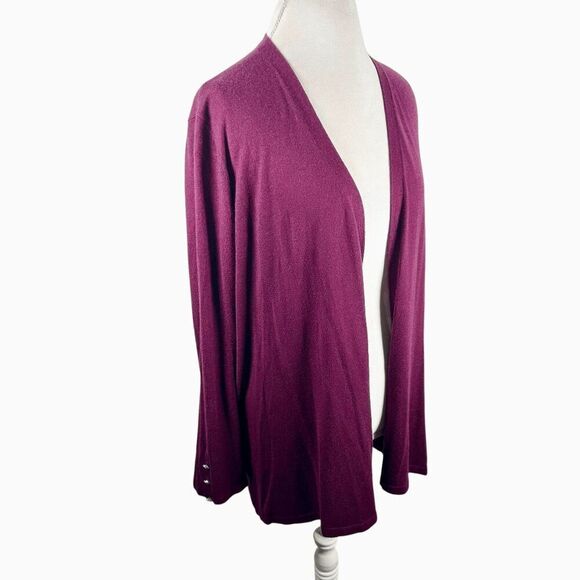 Chicos Red Wine Open Cardigan Long Length Touch of Cashmere Size 3 = XL NEW - Picture 4 of 10